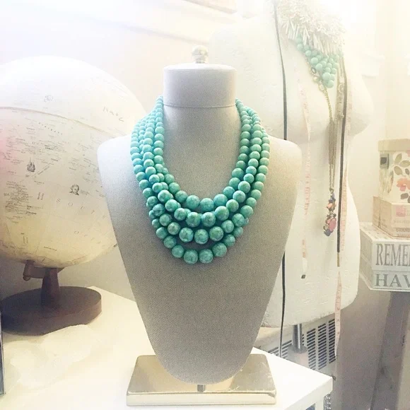 Handmade turquoise multi strand necklace - Picture 2 of 6